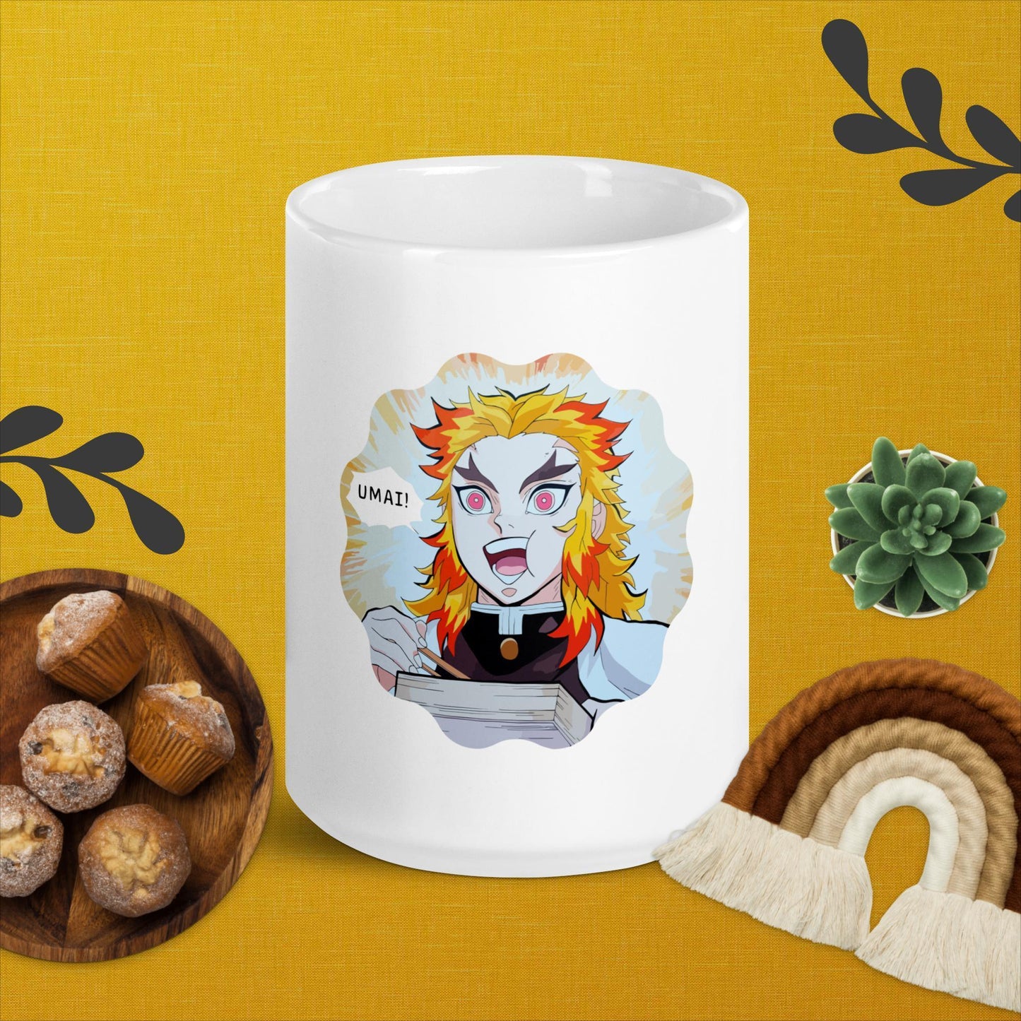 UMAI! Replicate Rengoku's Passion with this white glossy mug - Rexpect Nerd