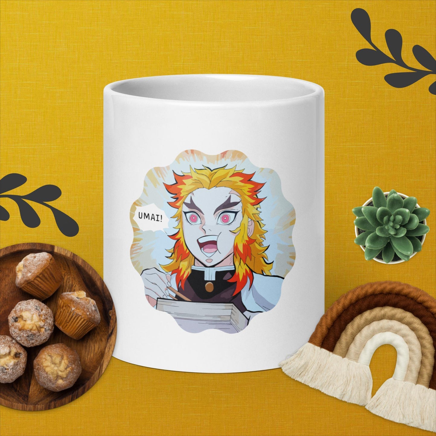 UMAI! Replicate Rengoku's Passion with this white glossy mug - Rexpect Nerd