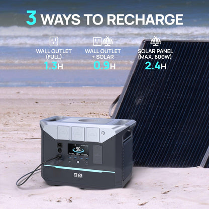 2000W Powerhouse Portable Generator - Ultra-Fast Charging LiFePO4 Battery, Solar-Friendly Emergency Backup, Seamless Camping & Off-Grid Companion (Solar Panel Optional) - Rexpect Nerd