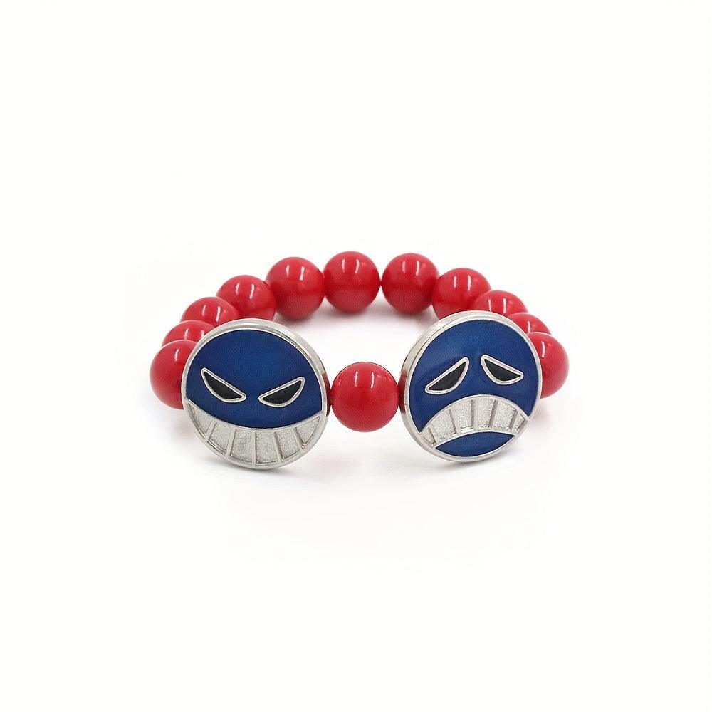 Elevate your anime cosplay with this fashionable Evil Smiling Face Pattern Pendant Resin Beaded Bracelet!