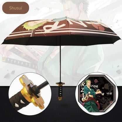 Set Sail with Style! One Piece Character Umbrellas - Luffy, Zoro & Trafalgar Law Designs, Creative Anime Gift