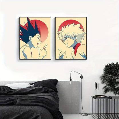 2pcs Vibrant Anime Canvas Art Prints for Dynamic Living Room Decor - Versatile, Unframed Posters Perfect for Anime Fans - Rexpect Nerd