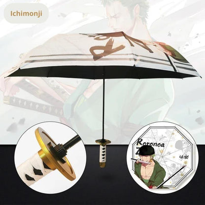 Set Sail with Style! One Piece Character Umbrellas - Luffy, Zoro & Trafalgar Law Designs, Creative Anime Gift