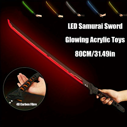 80cm/31.49in Cyberpunk LED Katana - Realistic 1:1 Anime Sword Replica, Durable Acrylic, Perfect for Cosplay & Halloween, Unique Gift for Collectors and Enthusiasts