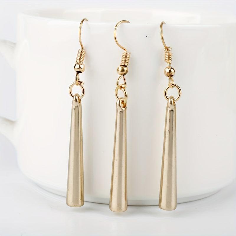 Golden Stick Dangle Earrings - Simple Hip Hop Style Alloy Jewelry for Women