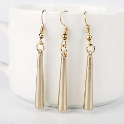Golden Stick Dangle Earrings - Simple Hip Hop Style Alloy Jewelry for Women