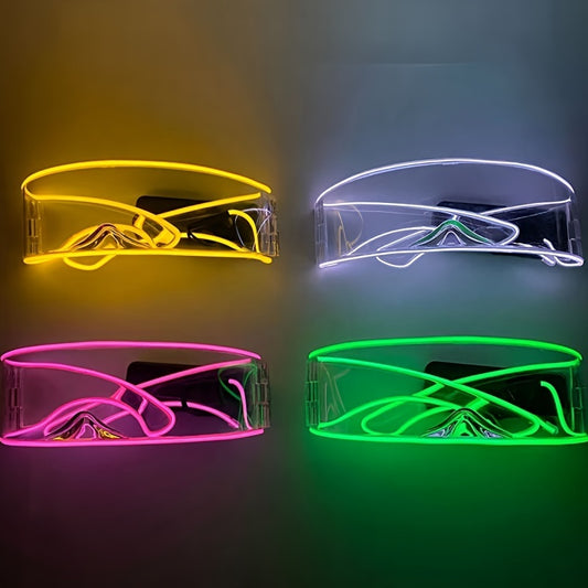 Glow Up Your Cosplay! Futuristic Anime LED Glasses - Light Up the Night with High-Tech Style