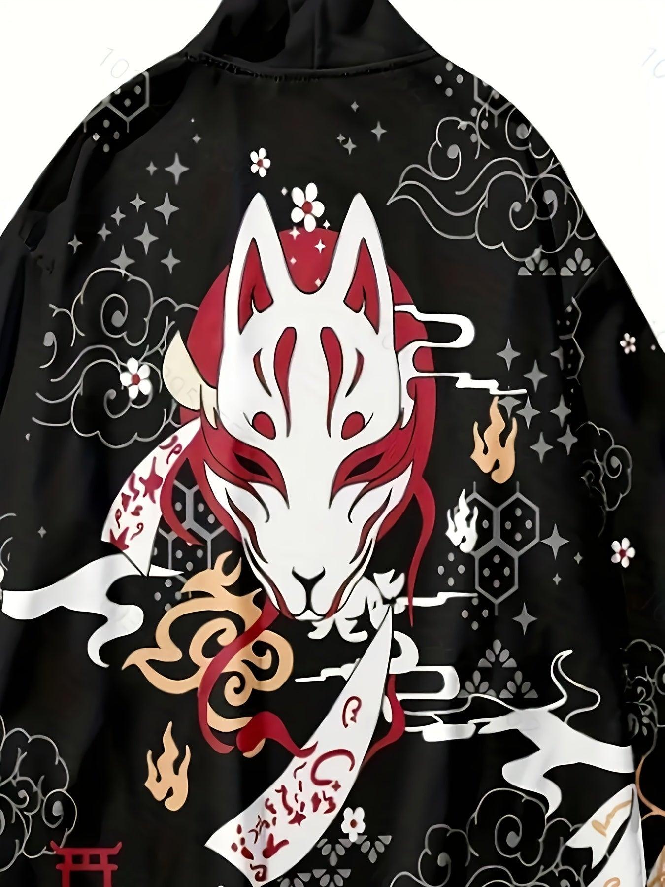 Fashionable Mens Anime Pattern Kimono Cardigan - Unique Japanese Style, Lightweight & Loose Fit for Spring Summer - A Creative Casual Wear Staple