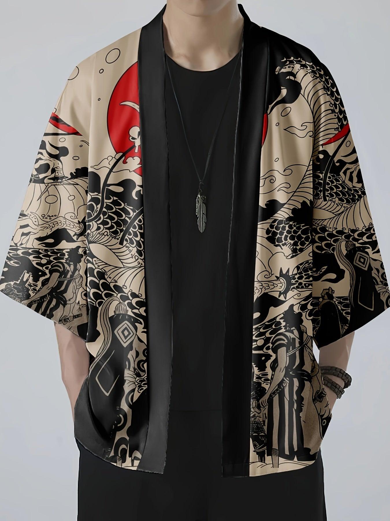 All-Season Dragon-Print Vintage Kimono: Comfortable, Durable & Perfect for Cultural Events | Easy-Care, Unique Design