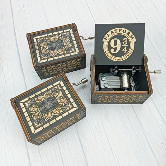 1pc Vintage Wooden Hand-Crank Music Box - Nostalgic Melodies for Special Occasions, Romantic weddings, Heartfelt Birthdays, and Festive Celebrations, Elegant Black Finish - Rexpect Nerd