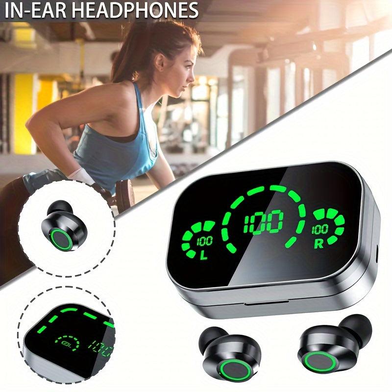 2024 Triple-Screen Smart Wireless Earbuds - Digital Display, Fashion Mirror Design, Wireless Charging, Phone Backup Battery, Perfect for Sports & Gaming - Rexpect Nerd