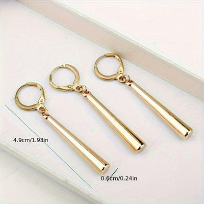 Golden Stick Dangle Earrings - Simple Hip Hop Style Alloy Jewelry for Women
