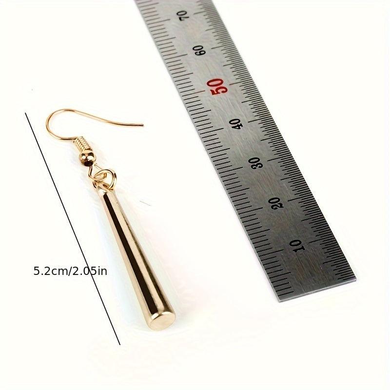 Golden Stick Dangle Earrings - Simple Hip Hop Style Alloy Jewelry for Women