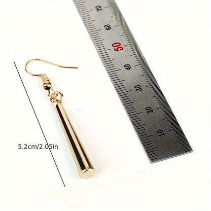 Golden Stick Dangle Earrings - Simple Hip Hop Style Alloy Jewelry for Women