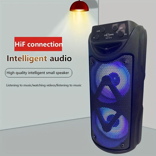 Super Large Sound, Dual 3-inch, Outdoor Speaker, LED Light, Pluggable Card, USB, Microphone Connection, Large Camping Speaker, Portable, Wireless, Colorful Light - Rexpect Nerd