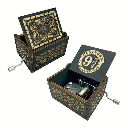 1pc Vintage Wooden Hand-Crank Music Box - Nostalgic Melodies for Special Occasions, Romantic weddings, Heartfelt Birthdays, and Festive Celebrations, Elegant Black Finish - Rexpect Nerd