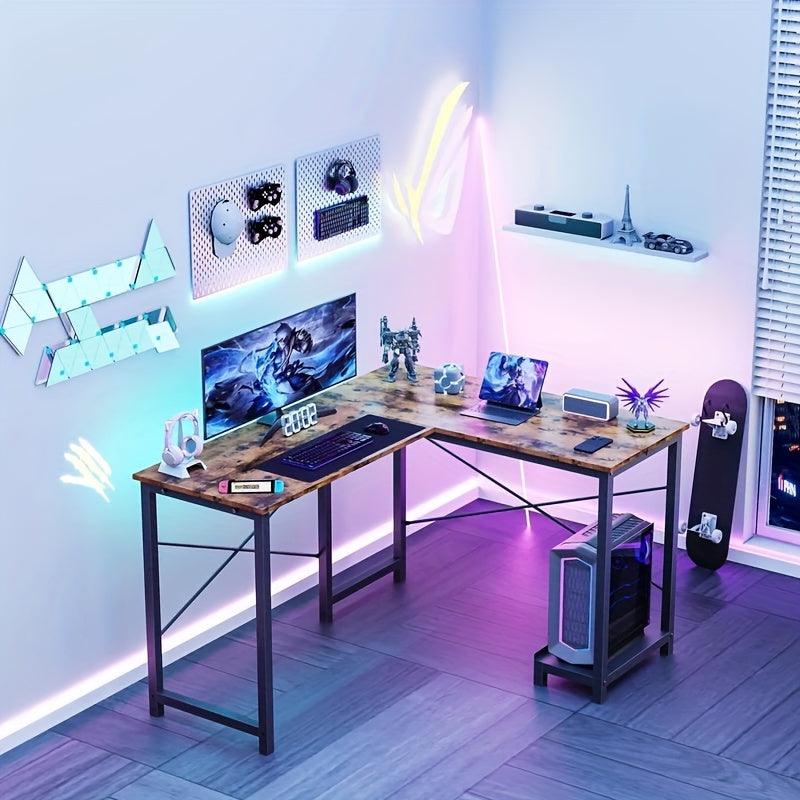Versatile L-Shaped Desk - Reversible Design, Gamer-Friendly Workstation, Space-Saving Corner Fit with Organizing Bag - Rexpect Nerd