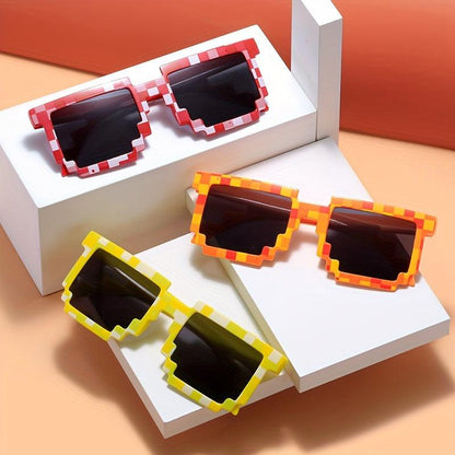 Level Up Your Look! Pixelated Anime Sunglasses - Fun & Stylish Cosplay Accessory