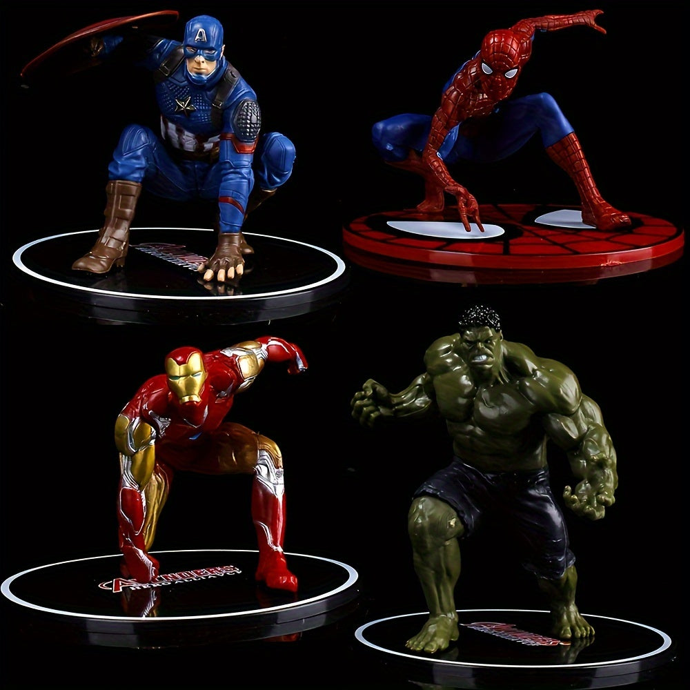 1pc Marvel Avengers Superhero Figurine Collection - Spider-Man, Captain America, Hulk, Iron Man - Durable Desktop & Car Chassis Decorations, Iconic Hero Statue Set for Office & Home Display - Rexpect Nerd