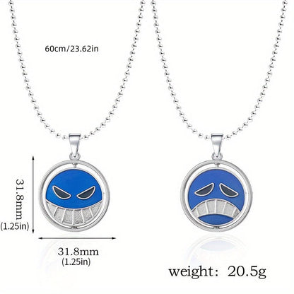 Unique Ace Evil Smile Heart Tag Pendant Necklace