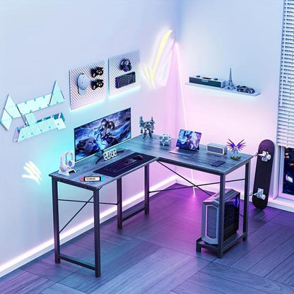 Versatile L-Shaped Desk - Reversible Design, Gamer-Friendly Workstation, Space-Saving Corner Fit with Organizing Bag - Rexpect Nerd