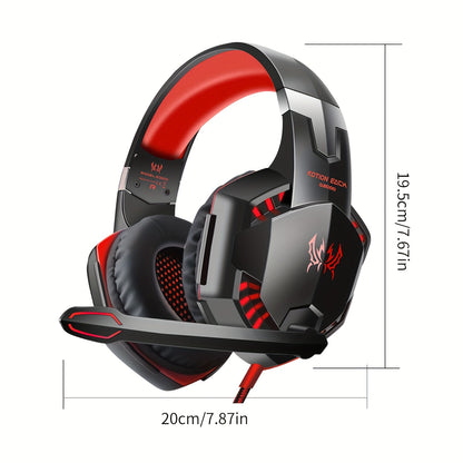 G2000 Gaming Headset: Experience Immersive Audio With Noise Cancelling Mic, LED Lights & Soft Memory Earmuffs - Rexpect Nerd