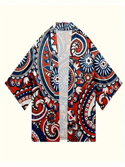 Fashionable Mens Anime Pattern Kimono Cardigan - Unique Japanese Style, Lightweight & Loose Fit for Spring Summer - A Creative Casual Wear Staple