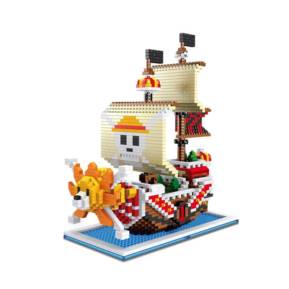 One Piece Pirate Ship Building Block Anime Thousand Sunny Going Merry Luffy Shanks Boa Mini Bricks Toy Figure For Children