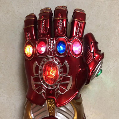 Unleash the Power of the Infinity Gauntlet! 1:1 Scale Replica with LED Lights - Iron Man Red Version, Perfect for Cosplay & Display