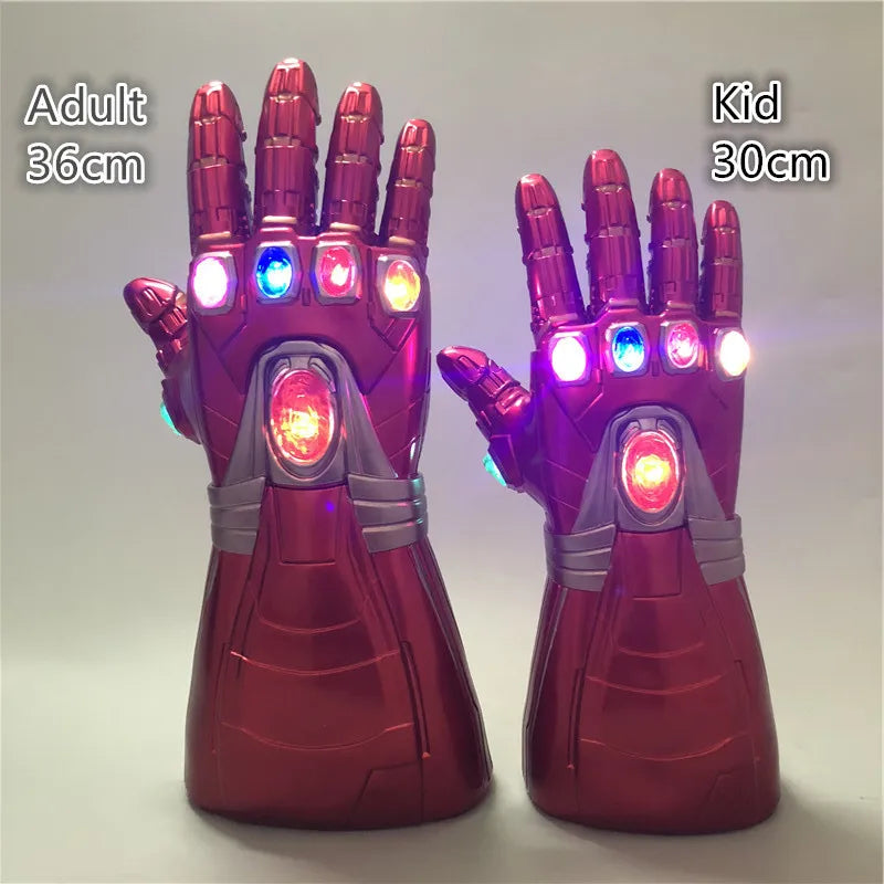 Unleash the Power of the Infinity Gauntlet! 1:1 Scale Replica with LED Lights - Iron Man Red Version, Perfect for Cosplay & Display