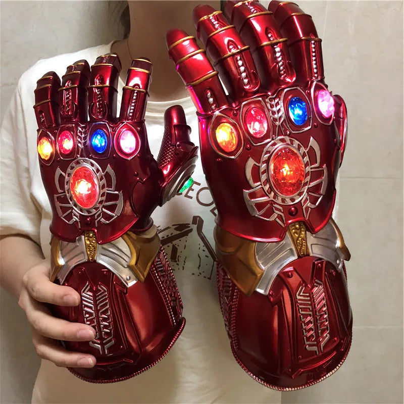 Unleash the Power of the Infinity Gauntlet! 1:1 Scale Replica with LED Lights - Iron Man Red Version, Perfect for Cosplay & Display