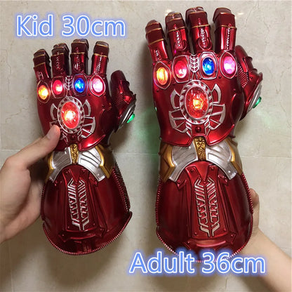 Unleash the Power of the Infinity Gauntlet! 1:1 Scale Replica with LED Lights - Iron Man Red Version, Perfect for Cosplay & Display