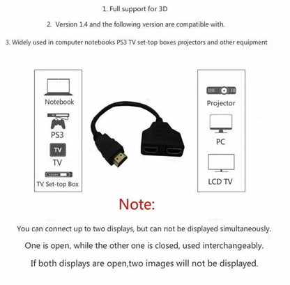HD 1080P HDMI Splitter Dual Port 1 in 2 Out Cable Male To Female HDTV Adapter For Laptop TV Box Monitor HDMI-Compatible Splitter