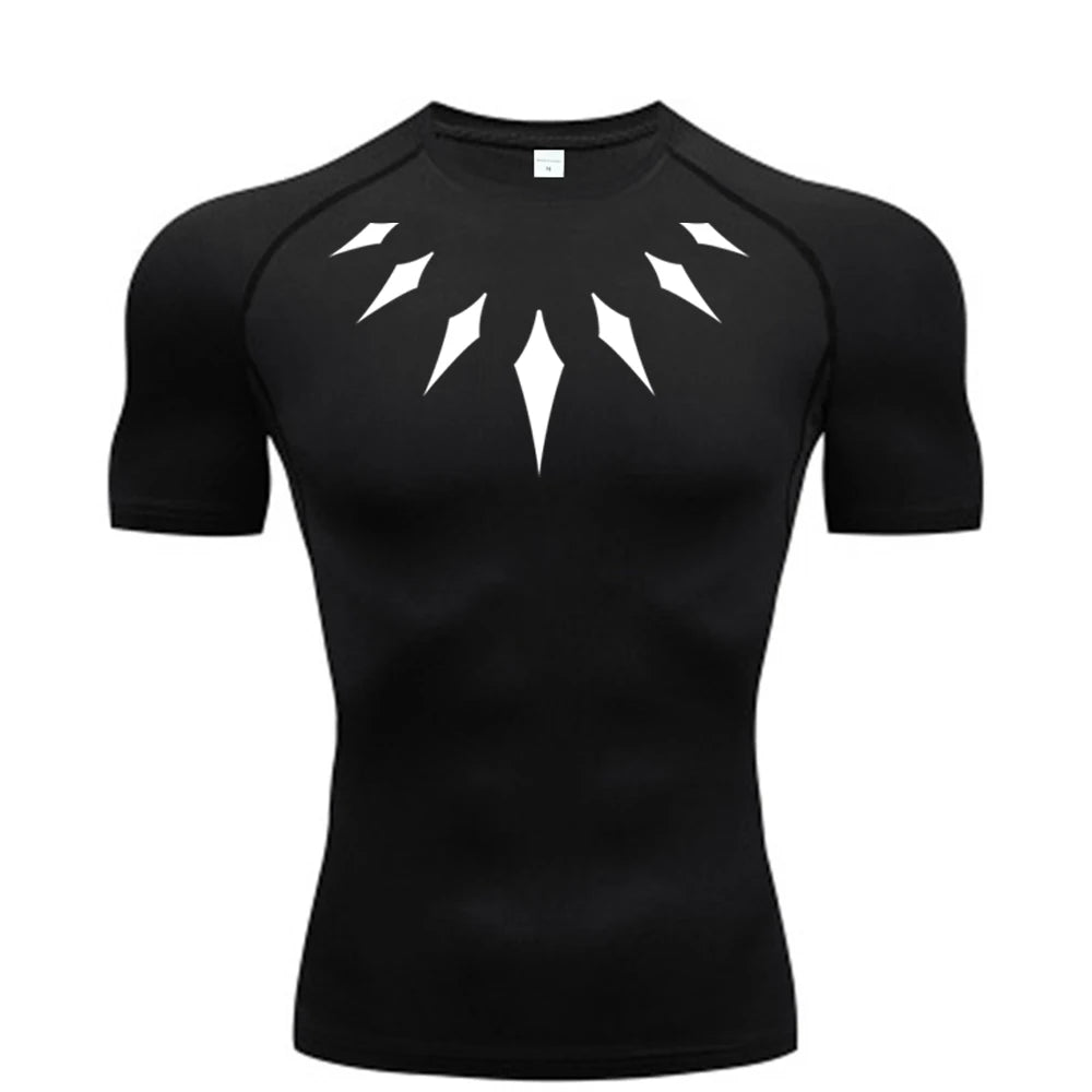 Black Panther Compression Gym Shirt for Men – Quick Dry Sports Tee