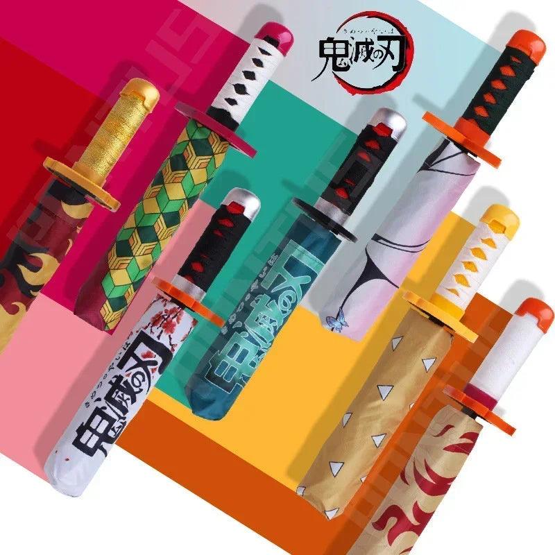 Unleash Your Inner Demon Slayer! Katana Umbrellas - Tanjiro, Shinobu, Rengoku & More - Unique Anime Style for Sun & Rain