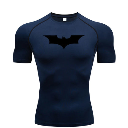 Men’s Bat Print Compression Shirt – Quick Dry Athletic Gym Tee