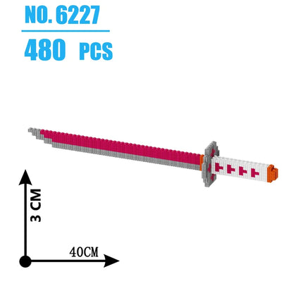 480Pcs Samurai Sword Building Blocks Ninja Blade Katana Japanese Anime Butterfly Nichirin Knife Bricks Toys For Children Adult