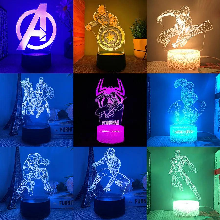 Unleash Your Inner Superhero! Marvel 3D LED Night Light - Spider-Man, Iron Man & More! Customizable Anime-Style Lamps, Perfect for Fans