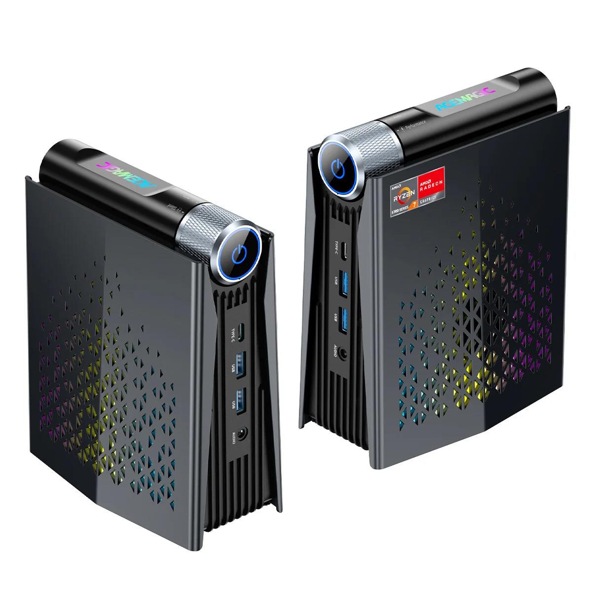 ACEMAGIC MINI PC AMD Ryzen 7 8745HS 32GB RAM 1TB SSD Windows 11 Pro MINI Computer Wifi6 BT5.2 With RGB Light 4K Triple Display