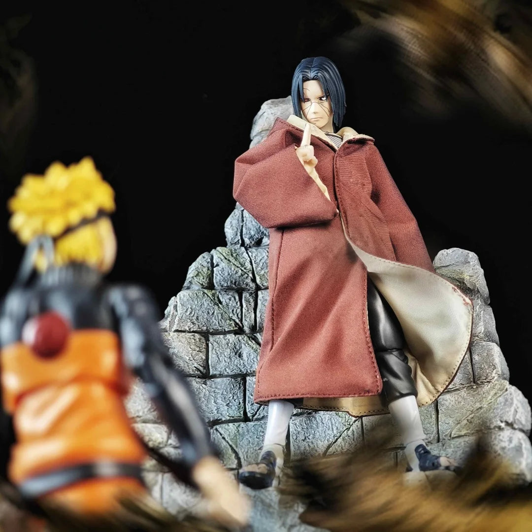 Naruto Anime Shf Uchiha Itachi Rebirth Handmade Clothes Built In Iron Wire for Styling Suitable for 1/12 Movable Humanoid Toys