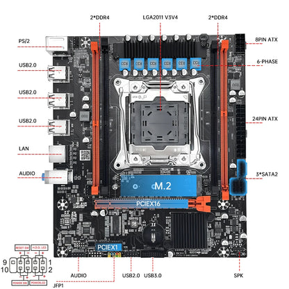 MOUGOL X99 Gaming Motherboard Kit with Intel Xeon E5 2680 V4 & DDR4 8Gx2 2133MHz Dual Channel ECC RAM M.2 NVME for Desktop PC