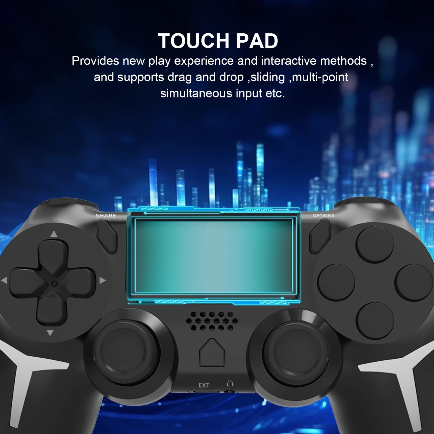 GAMINJA 6-axis Gyroscope Dual Vibration With touch pad Wireless Gamepad Bluetooth Controller For PS4 PS3 Console Computer PC