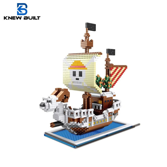 KNEW BUILT Ocean Pirate Ship Plastic 3D Model Building Blocks for Adults Boy Micro Mini Bricks Toys Kits Sailboat War Decoration