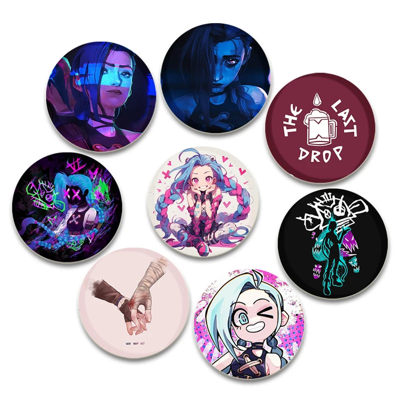 Arcane Anime Tinplate Brooches - Cartoon Pins for Backpack, Clothes, and Hat Accessories