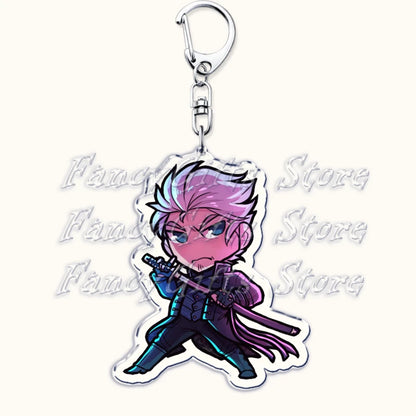 Calssic Demon Video Game Chibi Keychains for Accessories Bag Dante Vergil Nero Sparda Lady Trish V Keyrings Jewelry Gaming Gifts