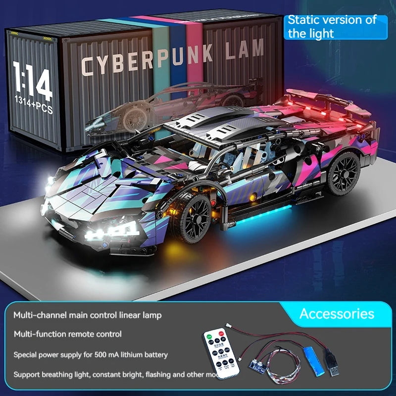 1314Pcs Technical Racing Sport Car 67128 Model Building Blocks Lamborghini Hypercar Racing Car Model Toys Kid Adult Gift