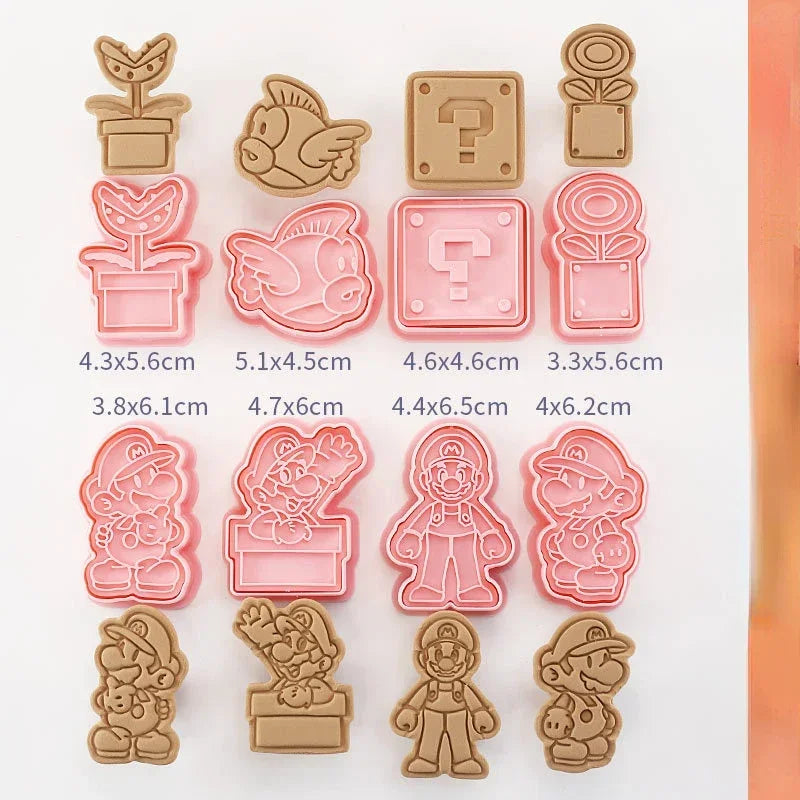 Super Mario Bros Cookie Cutters Anime 3D Plastic Biscuit Mold Cookie Stamp Cartoon Pastry Bakeware Baking Kitchen Accessories