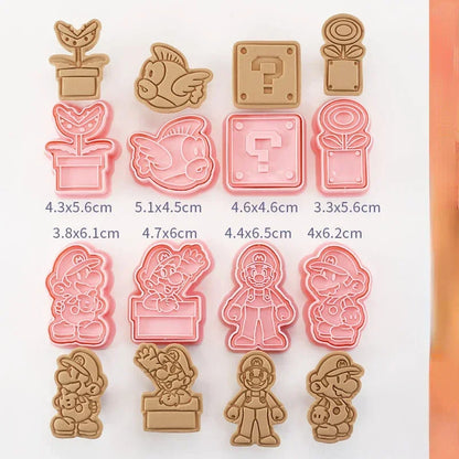 Super Mario Bros Cookie Cutters Anime 3D Plastic Biscuit Mold Cookie Stamp Cartoon Pastry Bakeware Baking Kitchen Accessories