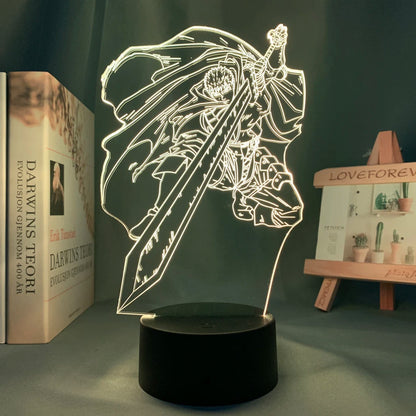 Berserk Guts 3D LED Night Light – Anime Acrylic Lamp with Remote Control