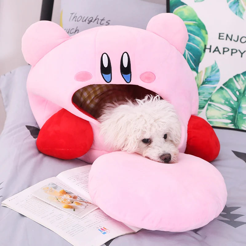 Kirby Plush Nap Pillow & Cat Nest - Kawaii Stuffed Toy for Kids & Pets